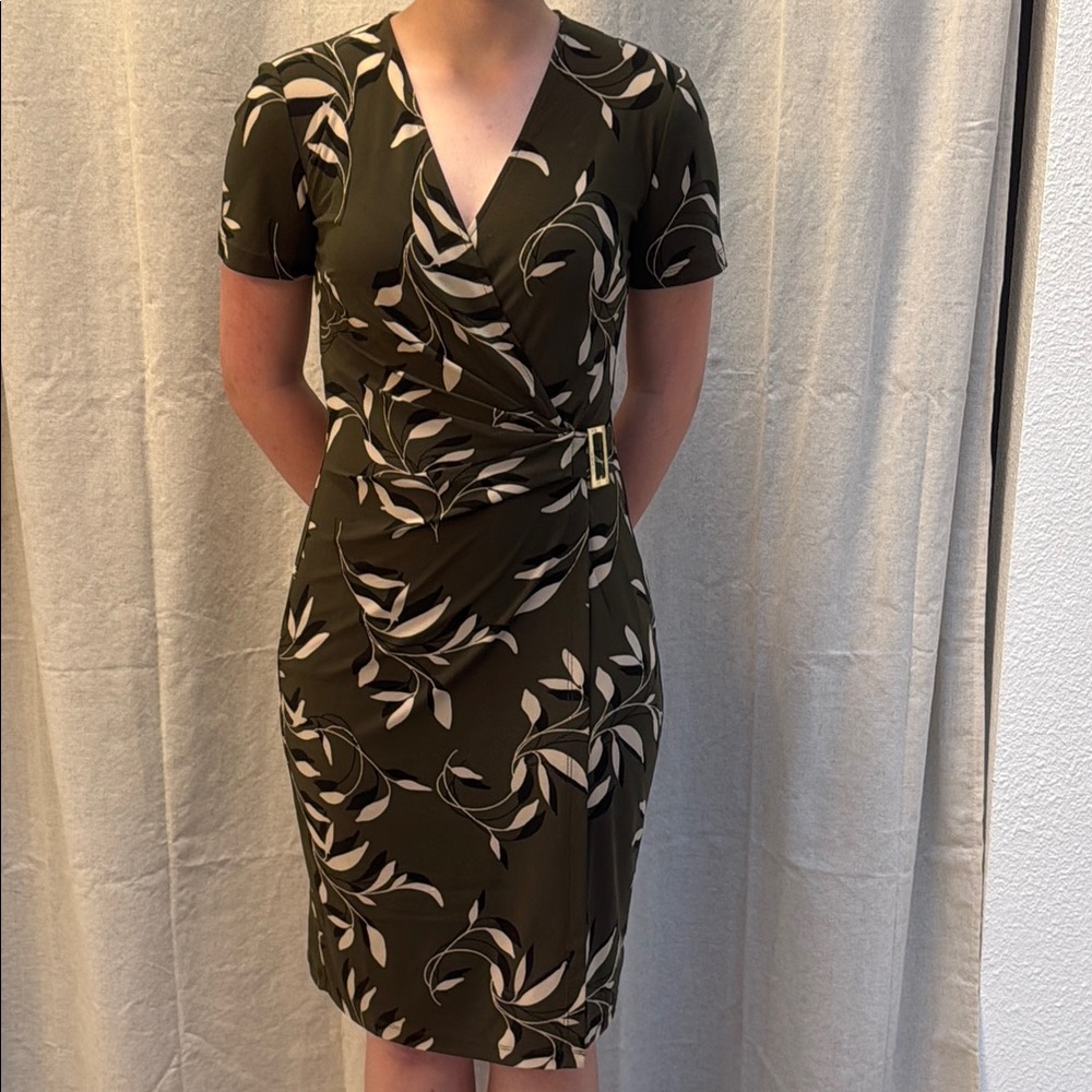 Elegant Olive Wrap Dress